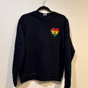 Black Crewneck Sweatshirt with Bolivia Flag Heart